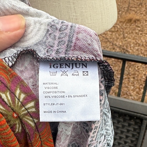 Igenjun colorful Paisley Print V-Neck Women's tunic top/dress sz M - Picture 5 of 7